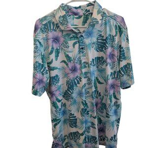 Floral - Men's Fun Golf Shirt - Size XL - Purple, green, and blue